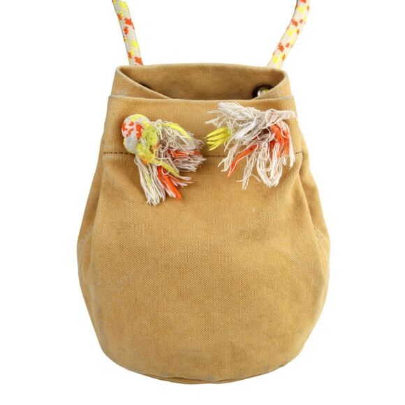 Madewell TAN BROWN COTTON DRAWSTRING CROSSBODY SHOULDER BAG HANDBAG PURSE - Picture 1 of 15
